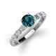 3 - Julian Desire 6.50 mm Round Blue and White Diamond Engagement Ring 