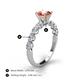 4 - Julian Desire 6.50 mm Round Morganite and Bezel Set Diamond Engagement Ring 