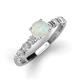 3 - Julian Desire 6.00 mm Round Opal and Bezel Set Diamond Engagement Ring 