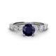 1 - Julian Desire 6.00 mm Round Blue Sapphire and Bezel Set Diamond Engagement Ring 