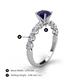 4 - Julian Desire 6.00 mm Round Blue Sapphire and Bezel Set Diamond Engagement Ring 