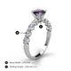 4 - Julian Desire 6.50 mm Round Iolite and Bezel Set Diamond Engagement Ring 