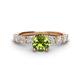 1 - Julian Desire 6.50 mm Round Peridot and Bezel Set Diamond Engagement Ring 