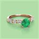 2 - Julian Desire 6.00 mm Round Emerald and Bezel Set Diamond Engagement Ring 
