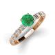 3 - Julian Desire 6.00 mm Round Emerald and Bezel Set Diamond Engagement Ring 