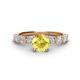 1 - Julian Desire 6.00 mm Round Lab Created Yellow Sapphire and Bezel Set Diamond Engagement Ring 