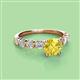 2 - Julian Desire 6.00 mm Round Lab Created Yellow Sapphire and Bezel Set Diamond Engagement Ring 