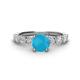 1 - Julian Desire 6.00 mm Round Turquoise and Bezel Set Diamond Engagement Ring 