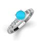 3 - Julian Desire 6.00 mm Round Turquoise and Bezel Set Diamond Engagement Ring 