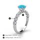 4 - Julian Desire 6.00 mm Round Turquoise and Bezel Set Diamond Engagement Ring 