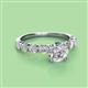 2 - Julian Desire 6.50 mm Round Lab Grown Diamond and Bezel Set Natural Diamond Engagement Ring 