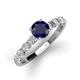 3 - Julian Desire 6.00 mm Round Blue Sapphire and Bezel Set Diamond Engagement Ring 