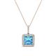 1 - Charlene 6.50 mm Princess Cut Blue Topaz and Round Diamond Halo Pendant Necklace 