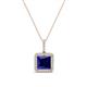 1 - Charlene 6.50 mm Princess Cut Created Blue Sapphire and Round Diamond Halo Pendant Necklace 