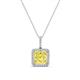 1 - Charlene 6.50 mm Princess Cut Lab Created Yellow Sapphire and Round Diamond Halo Pendant Necklace 