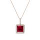 1 - Charlene 6.50 mm Princess Cut Lab Created Ruby and Round Diamond Halo Pendant Necklace 