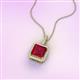 2 - Charlene 6.50 mm Princess Cut Lab Created Ruby and Round Diamond Halo Pendant Necklace 