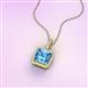 2 - Charlene 6.50 mm Princess Cut Blue Topaz and Round Diamond Halo Pendant Necklace 