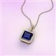 2 - Charlene 6.50 mm Princess Cut Created Blue Sapphire and Round Diamond Halo Pendant Necklace 
