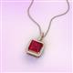 2 - Charlene 6.50 mm Princess Cut Lab Created Ruby and Round Diamond Halo Pendant Necklace 