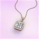 2 - Charlene 6.50 mm Princess Cut Forever Brilliant Moissanite and Round Diamond Halo Pendant Necklace 
