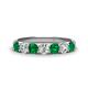 1 - Kathleen 3.40 mm Round Emerald and Lab Grown Diamond Wedding Band 