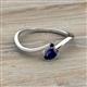 2 - Lucie Bold Oval Cut and Round Blue Sapphire 2 Stone Promise Ring 