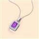 2 - Everlee 6x4 mm Emerald Cut Amethyst and Round Diamond Halo Pendant Necklace 