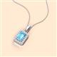 2 - Everlee 6x4 mm Emerald Cut Blue Topaz and Round Diamond Halo Pendant Necklace 