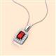 2 - Everlee 6x4 mm Emerald Cut Red Garnet and Round Diamond Halo Pendant Necklace 