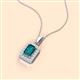 2 - Everlee 6x4 mm Emerald Cut London Blue Topaz and Round Diamond Halo Pendant Necklace 