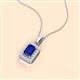 2 - Everlee 6x4 mm Emerald Cut Blue Sapphire and Round Diamond Halo Pendant Necklace 