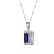 3 - Everlee 6x4 mm Emerald Cut Blue Sapphire and Round Diamond Halo Pendant Necklace 