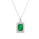 1 - Everlee 6x4 mm Emerald Cut Emerald and Round Diamond Halo Pendant Necklace 