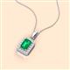 2 - Everlee 6x4 mm Emerald Cut Emerald and Round Diamond Halo Pendant Necklace 