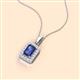 2 - Everlee 6x4 mm Emerald Cut Iolite and Round Diamond Halo Pendant Necklace 