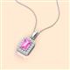 2 - Everlee 6x4 mm Emerald Cut Pink Sapphire and Round Diamond Halo Pendant Necklace 