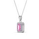 3 - Everlee 6x4 mm Emerald Cut Pink Sapphire and Round Diamond Halo Pendant Necklace 