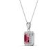 3 - Everlee 6x4 mm Emerald Cut Pink Tourmaline and Round Diamond Halo Pendant Necklace 