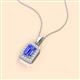 2 - Everlee 6x4 mm Emerald Cut Tanzanite and Round Diamond Halo Pendant Necklace 