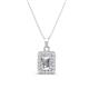 1 - Everlee 6x4 mm Emerald Cut Lab Grown Diamond and Round Diamond Halo Pendant Necklace 