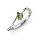 3 - Lucie Bold Oval Cut Peridot and Round Blue Sapphire 2 Stone Promise Ring 