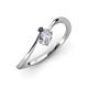 3 - Lucie Bold Oval Cut Diamond and Round Blue Sapphire 2 Stone Promise Ring 
