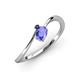 3 - Lucie Bold Oval Cut Tanzanite and Round Blue Sapphire 2 Stone Promise Ring 
