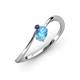 3 - Lucie Bold Oval Cut Blue Topaz and Round Blue Sapphire 2 Stone Promise Ring 