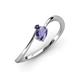 3 - Lucie Bold Oval Cut Iolite and Round Blue Sapphire 2 Stone Promise Ring 