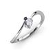 3 - Lucie Bold Oval Cut White Sapphire and Round Blue Sapphire 2 Stone Promise Ring 