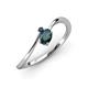 3 - Lucie Bold Oval Cut London Blue Topaz and Round Blue Sapphire 2 Stone Promise Ring 