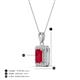 4 - Everlee 6x4 mm Emerald Cut Ruby and Round Diamond Halo Pendant Necklace 