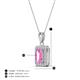 4 - Everlee 6x4 mm Emerald Cut Pink Sapphire and Round Diamond Halo Pendant Necklace 